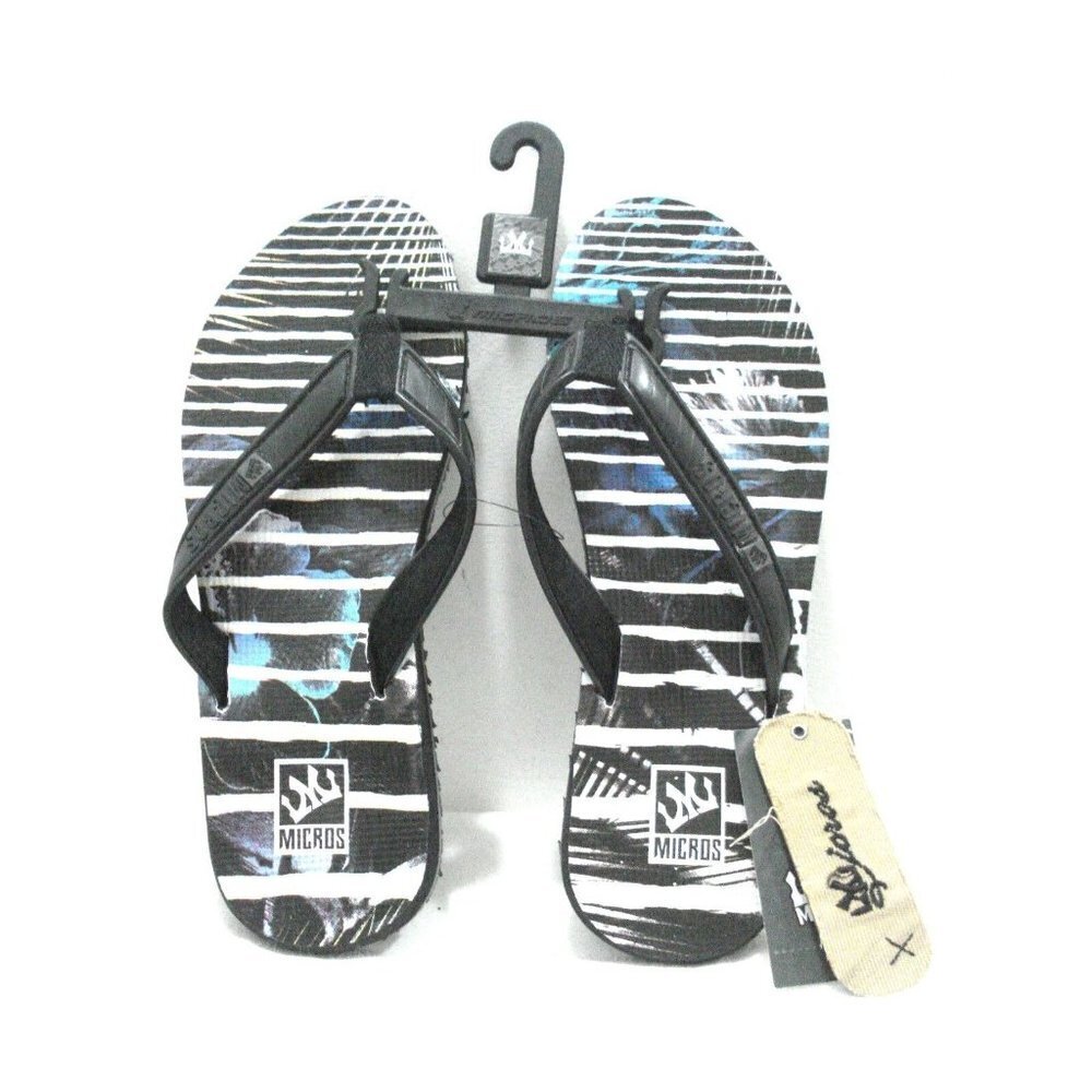MICROS Mens Flip Flops Thong Sandal MZSD-353 Black/White Size 9 New